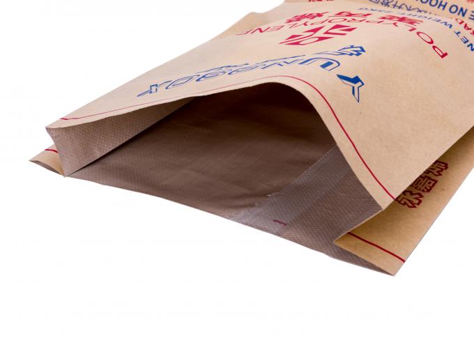 Bolsa de papel plástica de Kraft de la bolsa de papel del sellado caliente con el material tejido Pp de la tela