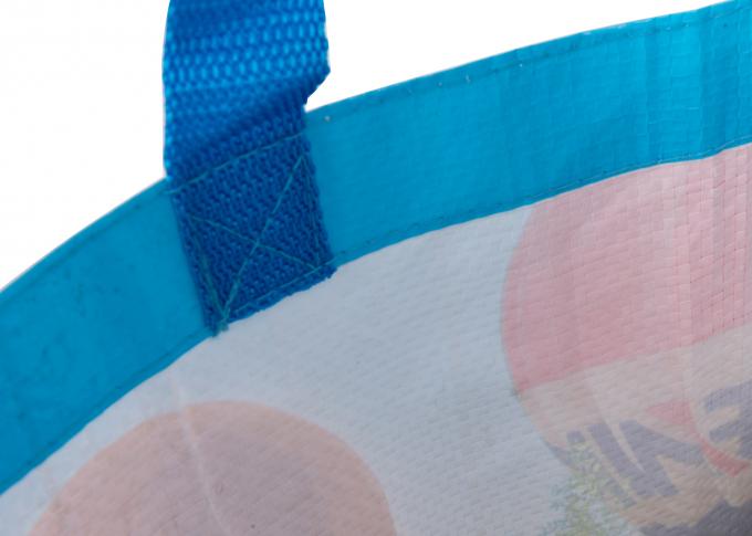 Bolsos de compras tejidos cubiertos OPP con la impresión fría del fotograbado de la parte inferior del bloque del sello